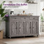 Buffet de style champêtre de 55 po de large avec comptoir en bois massif-847486391
