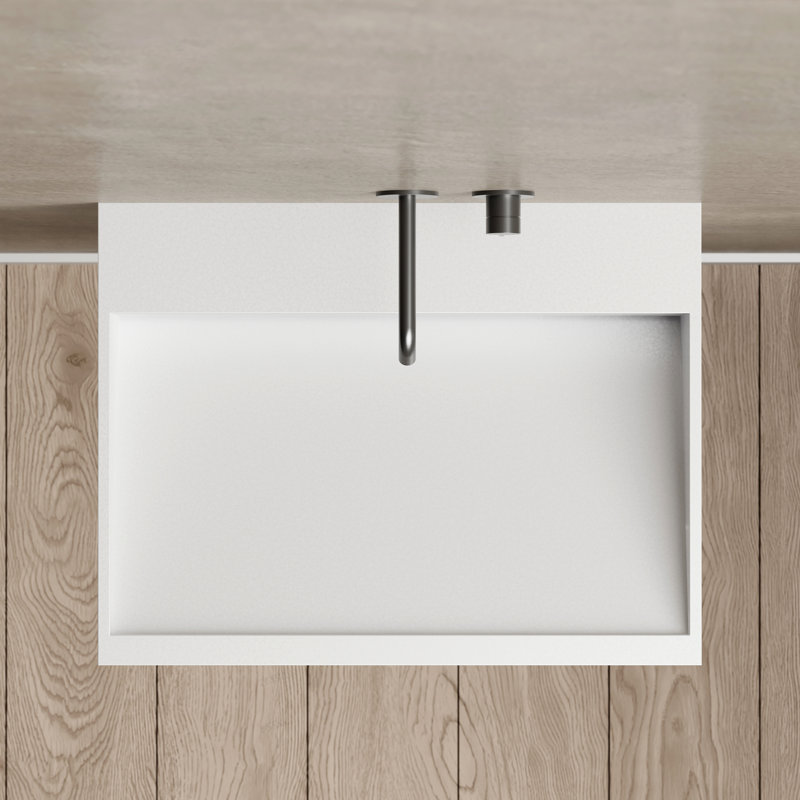 MonBlari 24" X 18" Rectangle Solid Surface Wall Mounted Sinks Matt White