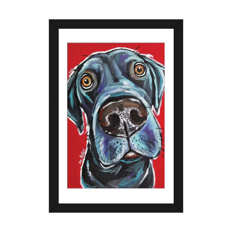 Hippie Hound Studios Labrador Arlo - impression sur toile tendue, Papier beaux-arts encadré noir, H 32 po x l 24 po x P 1 po