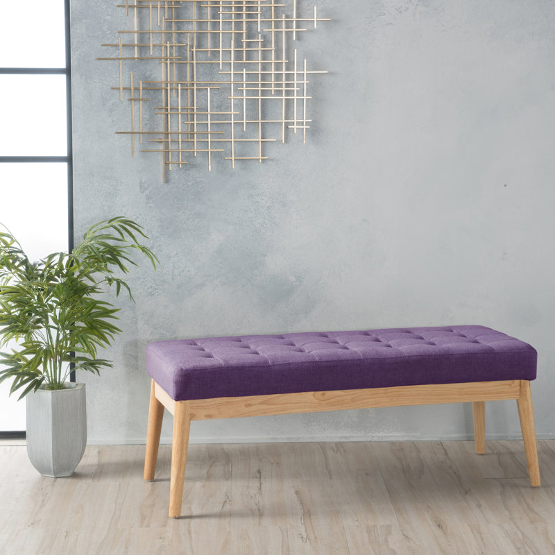 Siège Mid-Century moderne mauve, banc de support en bouleau massif