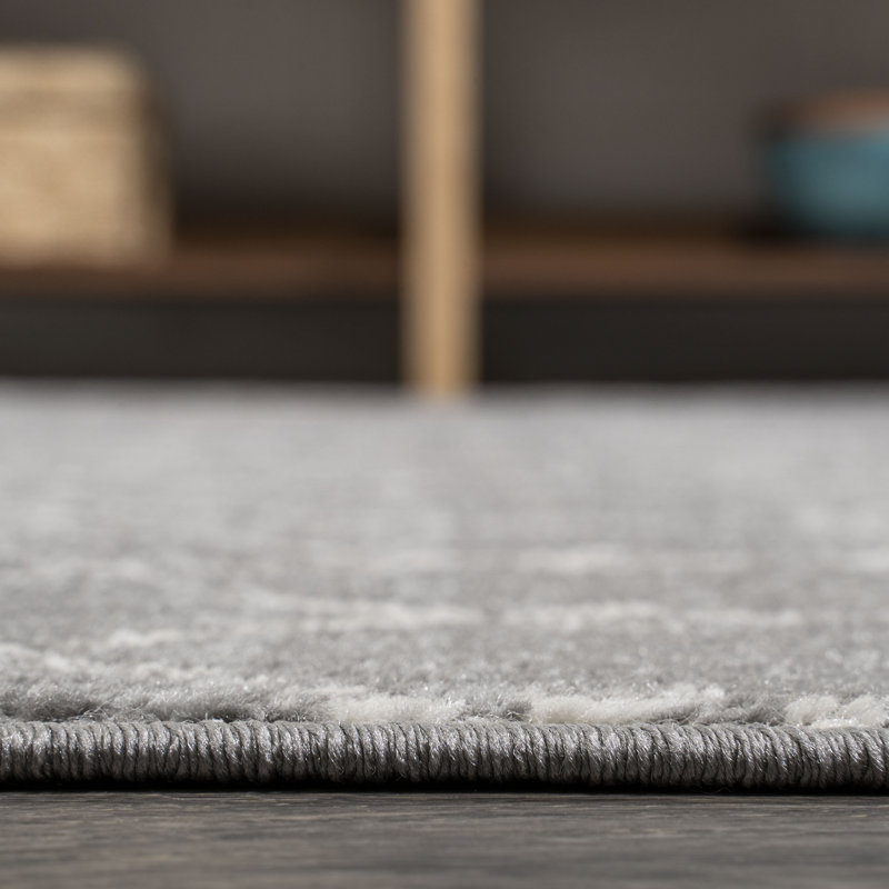 Tapis gris / ivoire Kateshia, Carré 9 pi