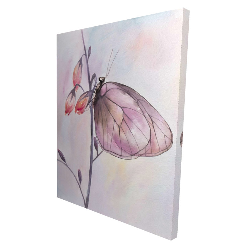 Délicat papillon - Toile d'insecte rose pour la décoration intérieure