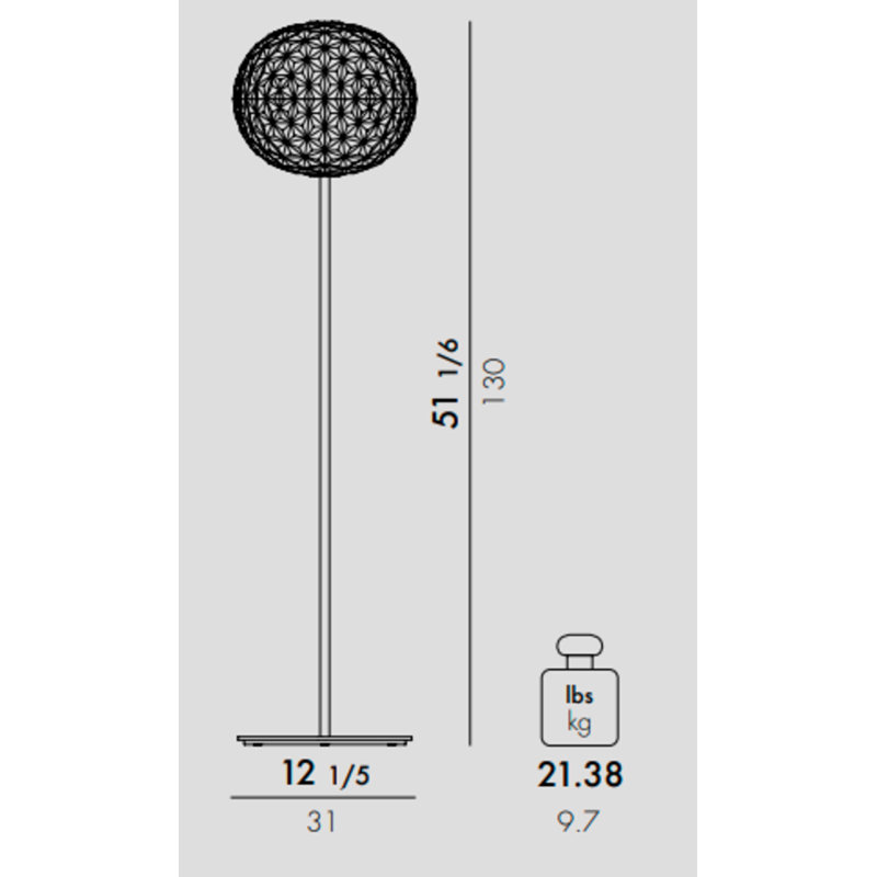 Planet LED Floor Lamp, Crystal, 51"