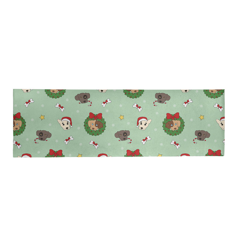 Tapis vert/rouge/gris zone fait main, Tapis de couloir 2 pi x 8 pi