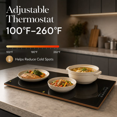 Electric Warming Tray, Adjustable Temperature 100°f–260°f, Extra Large Food Warmer Hot Plate, Ideal For Buffets, Parties, Restaurants And Events