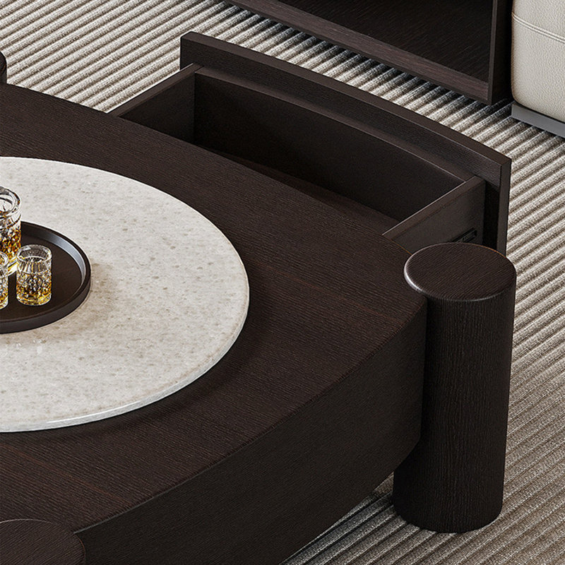 Table basse moderne et minimaliste en marbre avec rangement