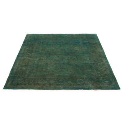One of kind Hand-Knotted Vibrance Green Rug 8'0" x 9'0"