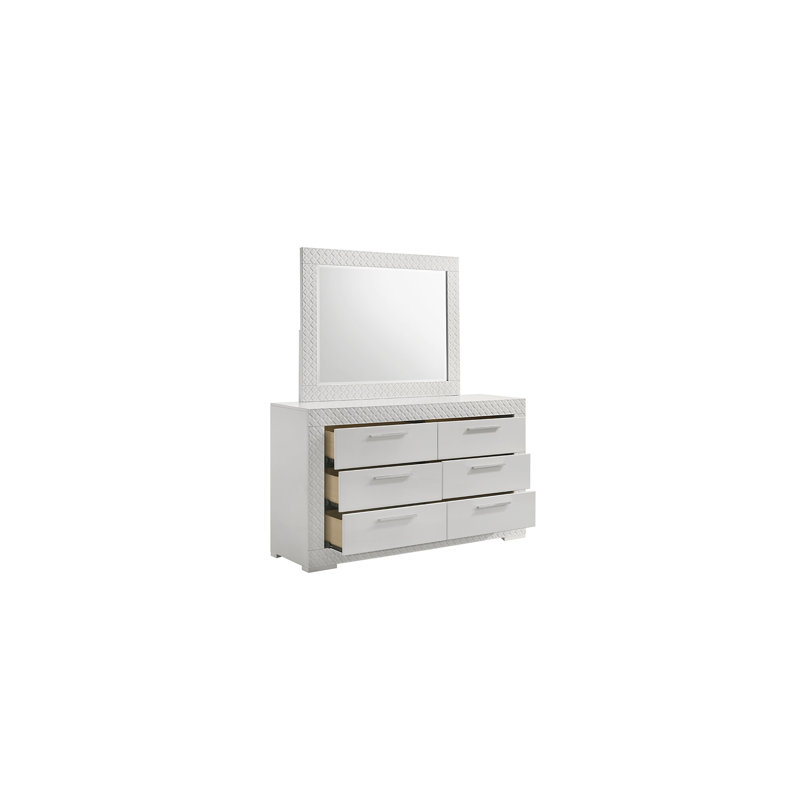 Commode à 6 tiroirs en bois blanc de style moderne Blanca