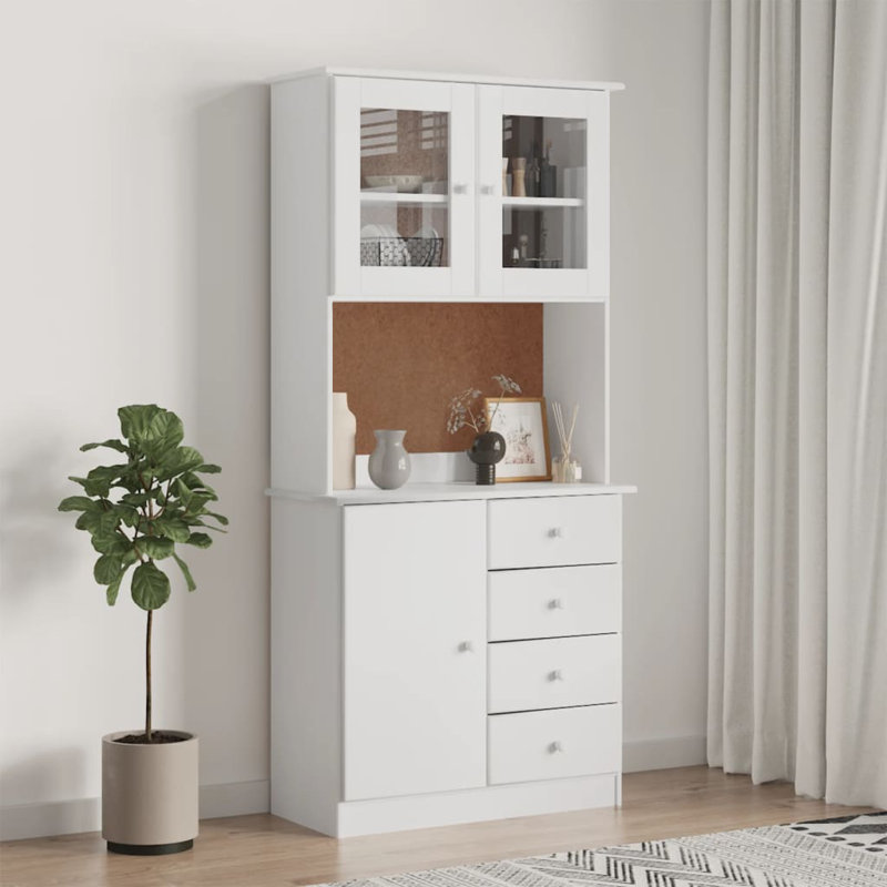 Defranco 77cm Solid Wood Sideboard, White