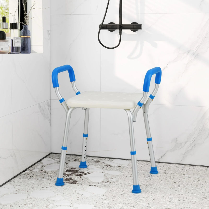 Shower Bench with Detachable Padded Arms, Blue