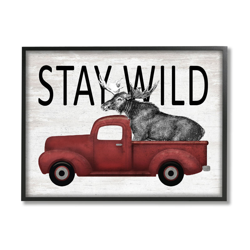 Stay Stay Moose Antique, Giclée encadrée noir minuit, H 24 po x l 30 po x P 1,5 po