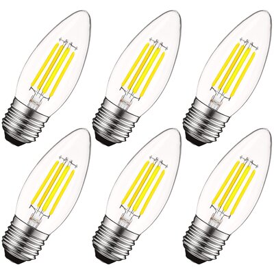 5 Watt (60 Watt Equivalent), B11 LED, Dimmable, Bright White (5000K) E26/Medium (Standard) Base -  Luxrite, LR21608-6PK