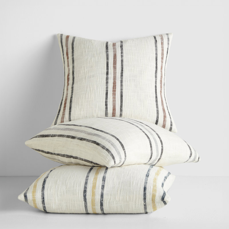 Mustard Yarn-Dyed Cotton Square Throw Pillow Set