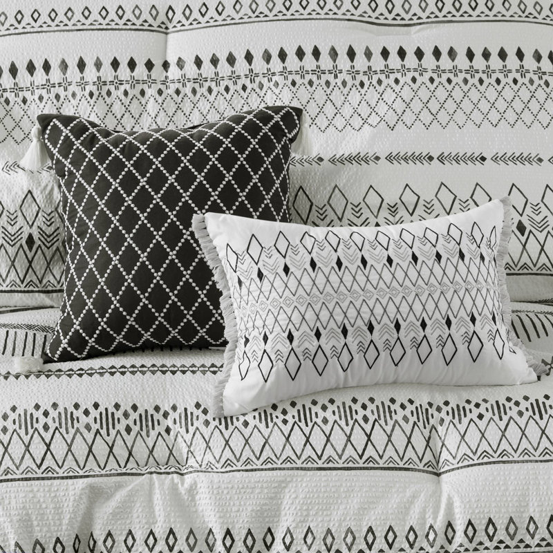 Full Gray Microfiber Reversible Comforter Set with Decorative Pillows