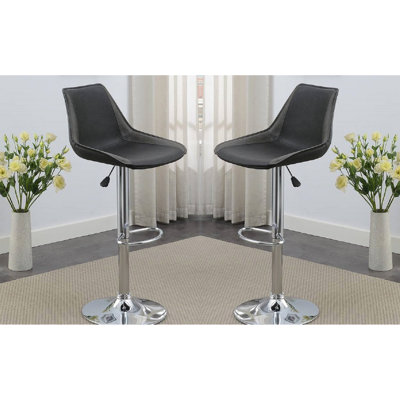 2 tabourets réglables en ébène, style moderne, base, tabourets de bar recouverts de cuir ciré, 2 chaises, design, cuir, contemporain