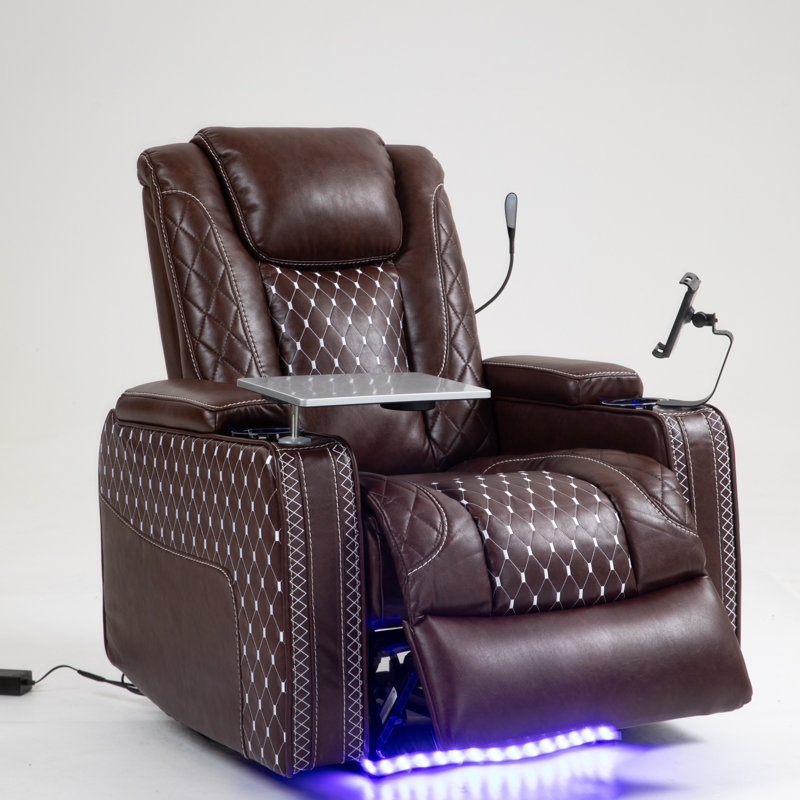 Power Zero Gravity Recliner With Multifunctional Features - Storage Armrest, Cup Holder, Laptop Table, Phone Holder, Reading Light, LED, Infinite Position Recline For Living Room & Office, Recliner