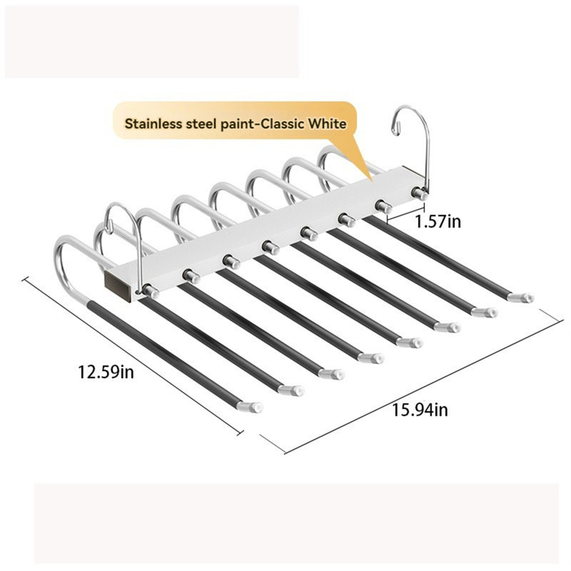 Cintre pour pantalons pliable en acier inoxydable, 6