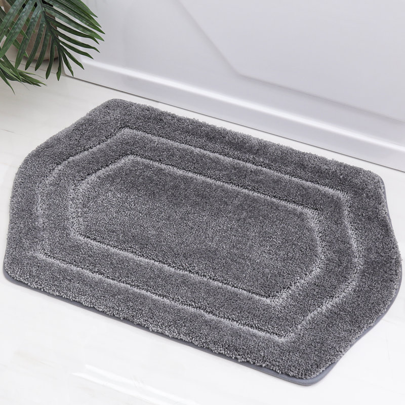 Shilynn Non-Slip Bath Rug – Soft Absorbent Polyester, Skid-Resistant Backing, Machine Washable, Grey, 20"W x 32"L