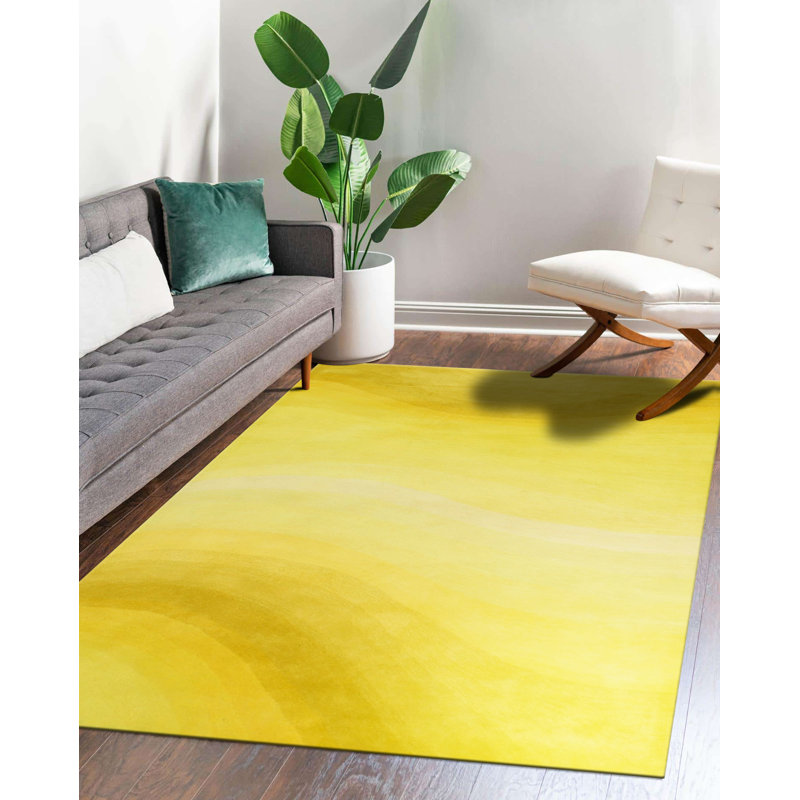 Tapis jaune en laine Tallent, Rectangle 5 pi x 8 pi