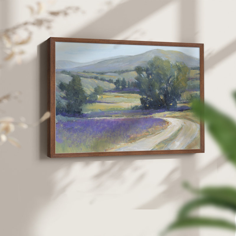 Lavender Meadow I -Framed Print - Restickable, 8" H x 10" W, Walnut