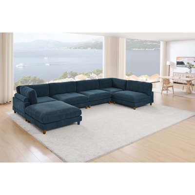 Large Seating Corduroy Modular Sectional