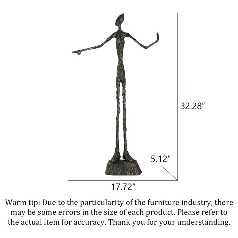 Sculpture de table abstraite et élancée représentant une figure humaine, statue décorative moderne pour l'intérieur.