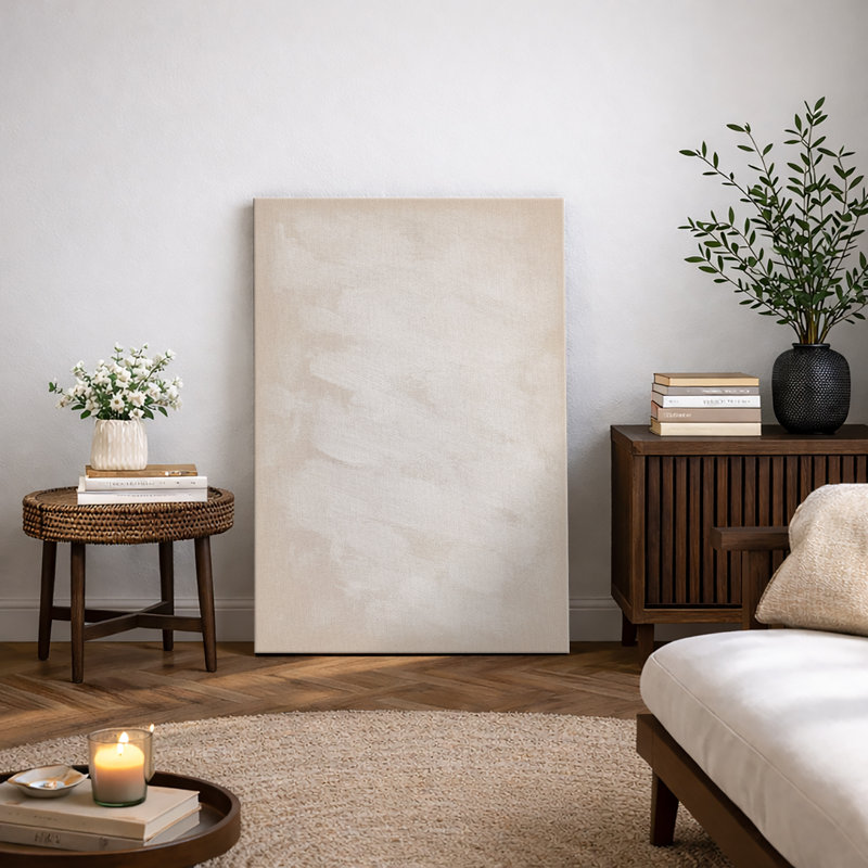 Œuvre d'art minimaliste minimaliste beige, géométrique neutre moderne, chambre à coucher ou étude murale, impression sur toile encadrée