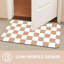 Paillasson de porte d'entrée, paillasson à carreaux brun clair et blanc avec entrée extérieure, tapis antidérapant à profil bas absorbant et facile à nettoyer pour le porche d'entrée de patio 16 x 24 po-1907365702