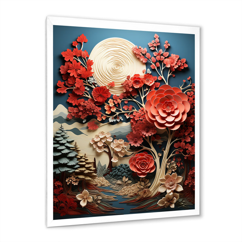 Sépia arbre, séquoia, collage sur toile, H 32 po x l 16 po x P 1 po, Cadre simple blanc