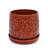 Of 2 Red 7" Flowerpots In Ceramic, Featuring Modern Design, Drainage Hole, And All - Weather Resistance For Home Garden Greenery With Leaves Pattern, Decor-553523414