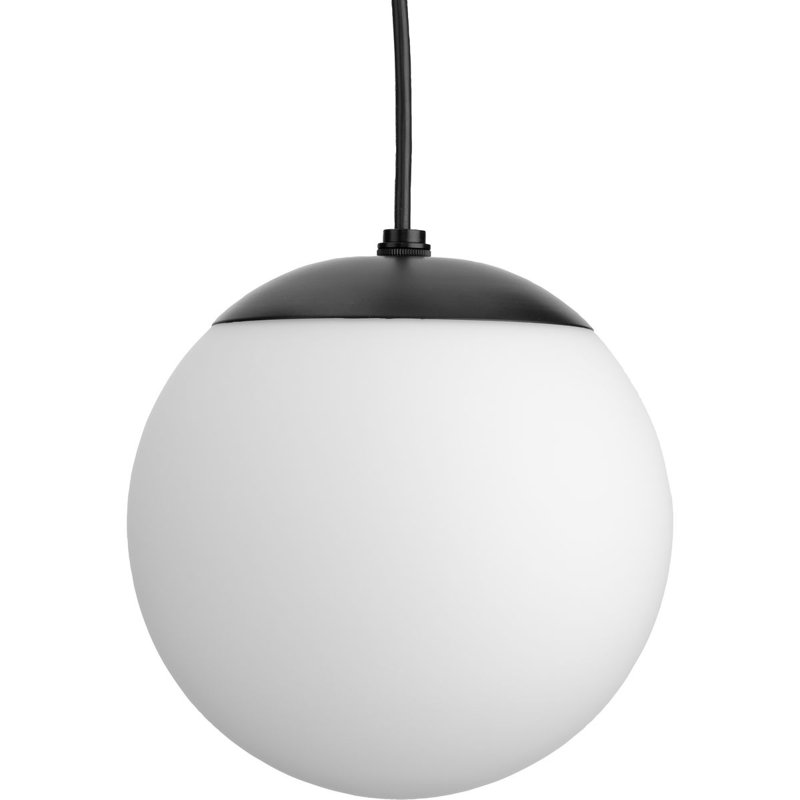 Luminaire suspendu moyen avec globe en verre opale, Noir mat
