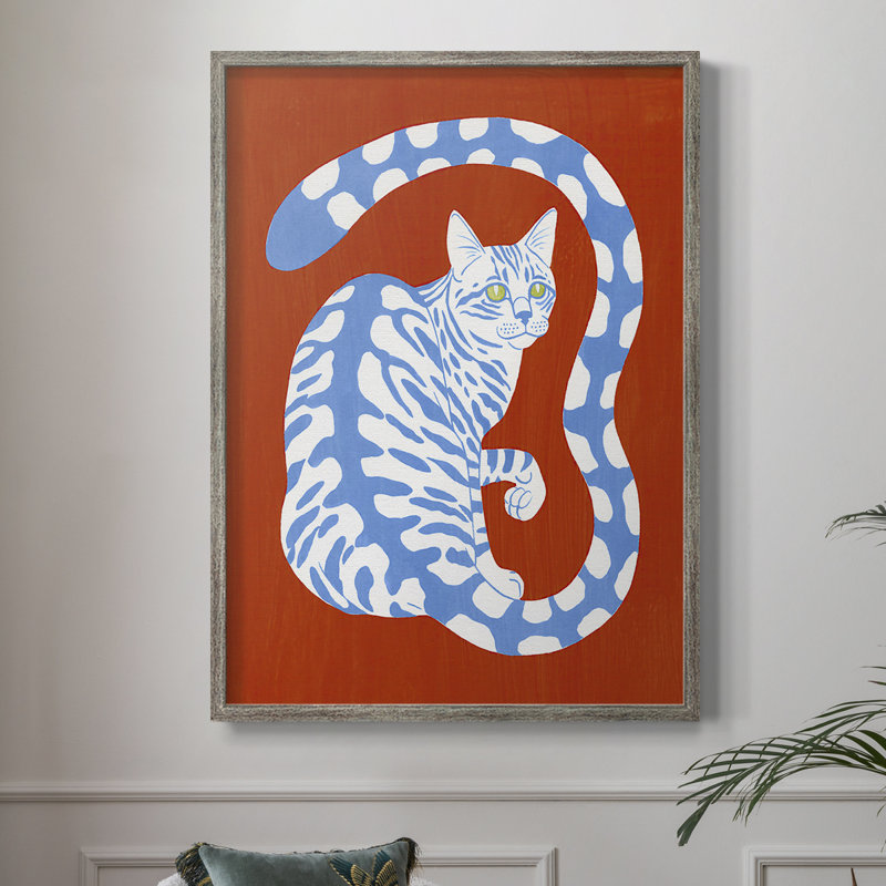 Complementary House Cat I, reproduction encadrée - bois massif, H 11 po x l 9 po