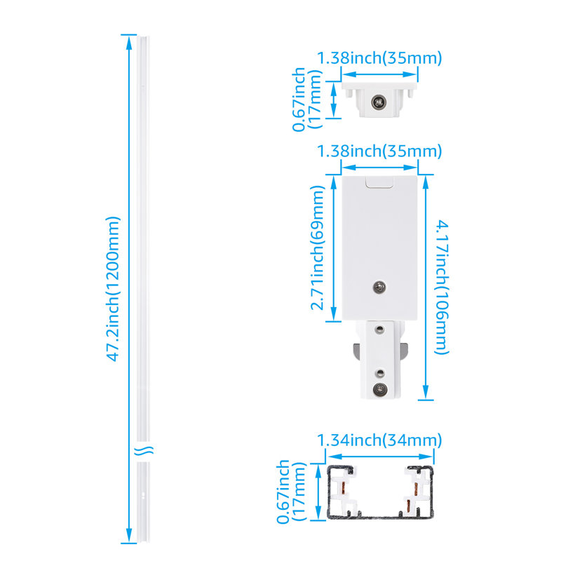 Trousse de rail Vectis H Track de 1,2 m avec alimentation et embouts, accessoire de voie à circuit unique, blanc, White