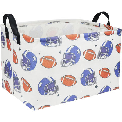 Rectangular Football Basket,Kids Baskets For Kids.Waterproof PE Coating Cute Basket With Handles. Basket,Toys Box,Books Basket,Gifts Basket. (Football)