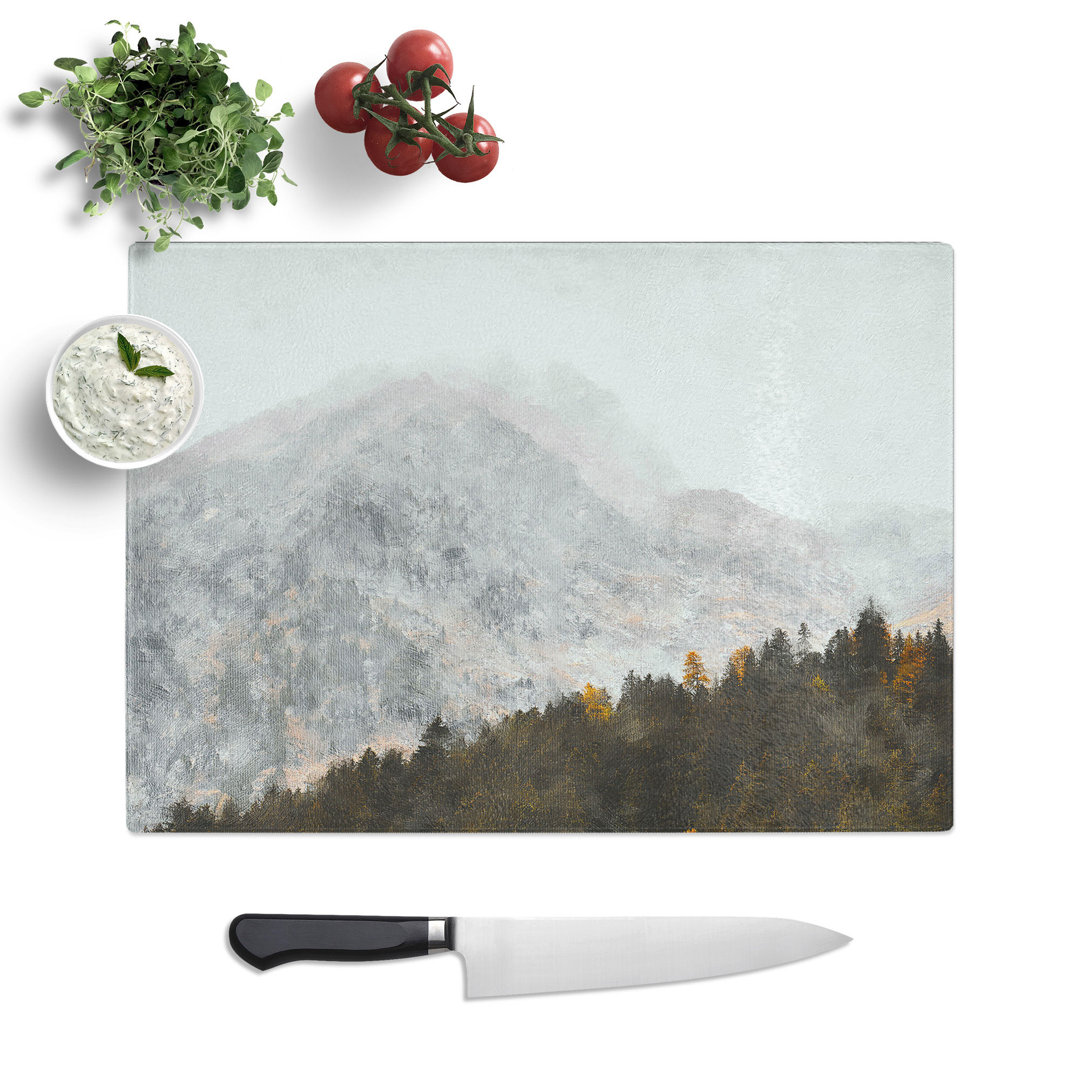 Tempered Glass Half Mountain Half Forest Chopping Board