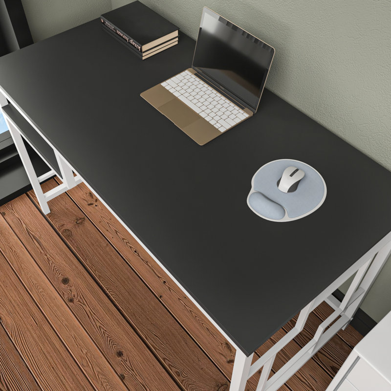 Marquala 120cm Wide Metal Frame Computer Desk, Black/White