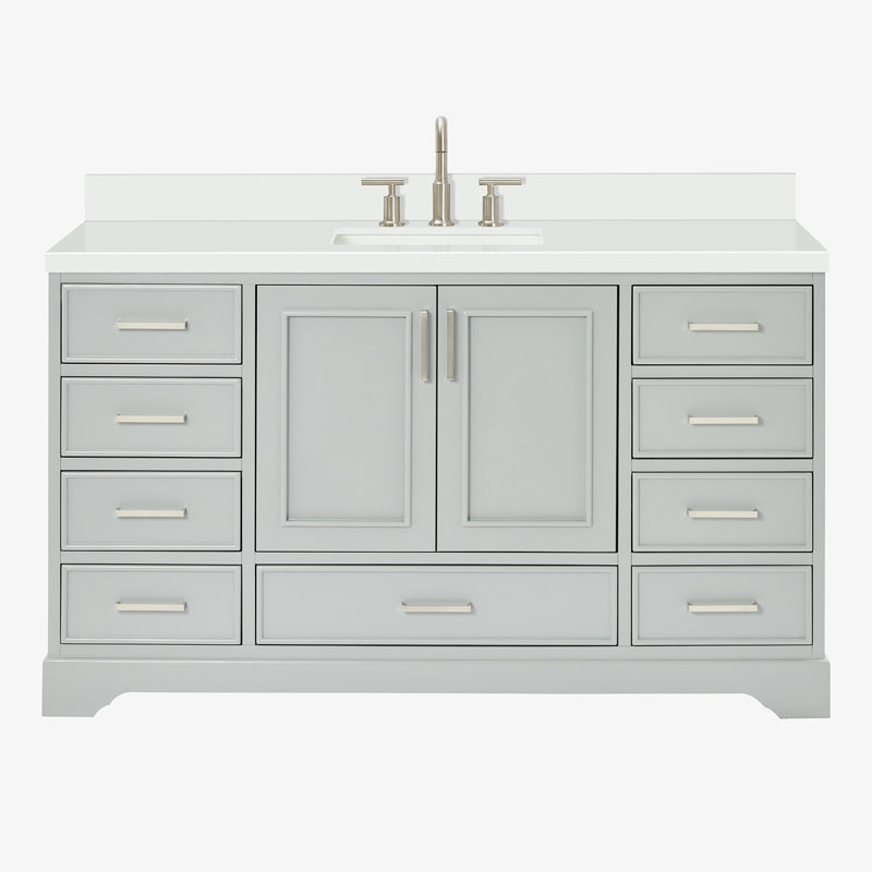 Meuble-lavabo simple avec plateau Abshire 61, Gris, 61"