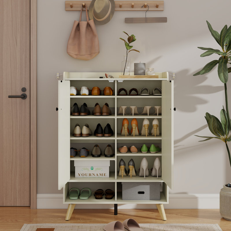 Armoire de rangement pour chaussures à 5 étages avec 24 paires de portes cannelées