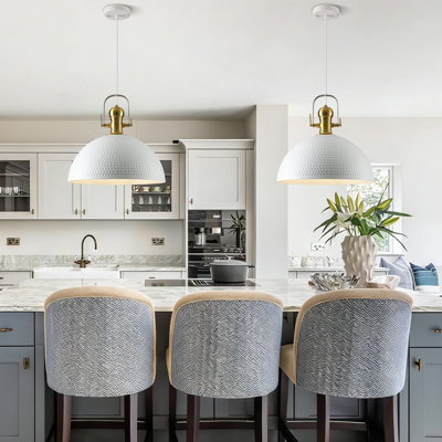 2-Light 15.7 Inches Oversized Large Hammered Large Dome Industrial Pendant Light For Kitchen, Dining Room Living