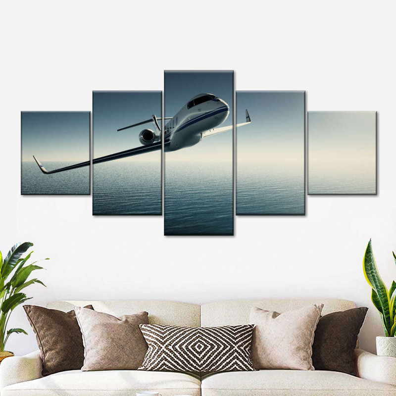 " Private Jet " 5 - Pieces, 24" H x 55" W x 1.25" D