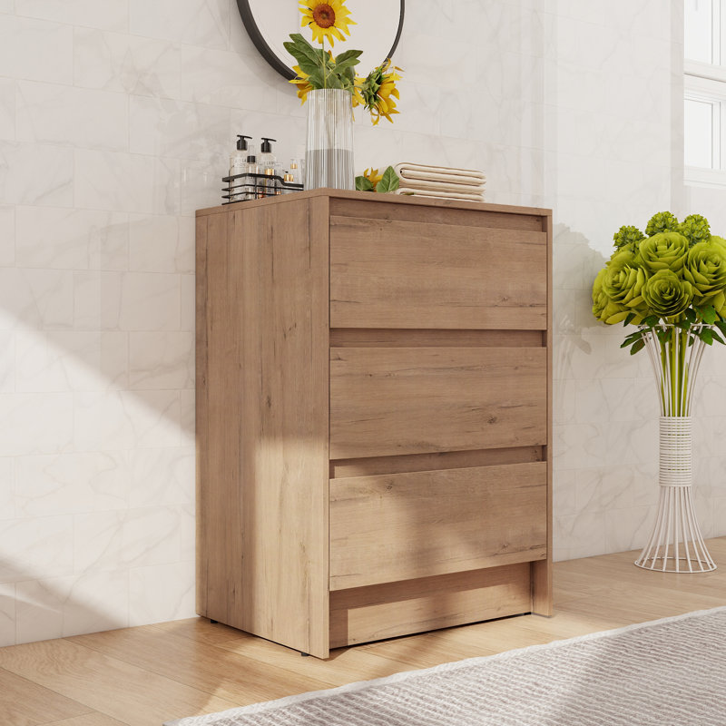 Armoire latérale autoportante pour salle de bain 24 po avec 3 tiroirs à fermeture en douceur