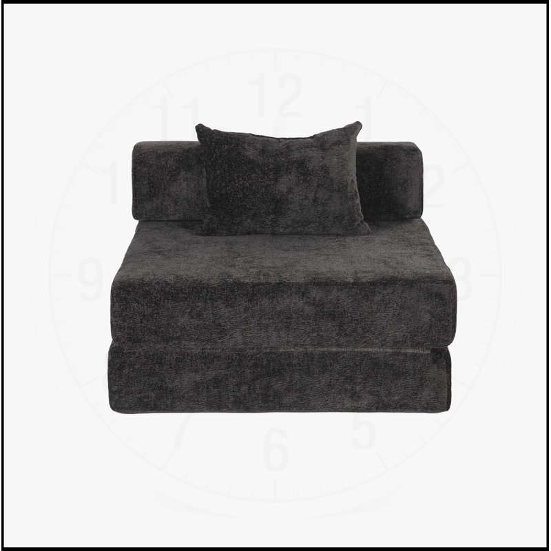 Canapé-lit convertible au sol avec structure de forme fixe, aucun assemblage requis, tissu chenille pour le salon et la chambre à coucher