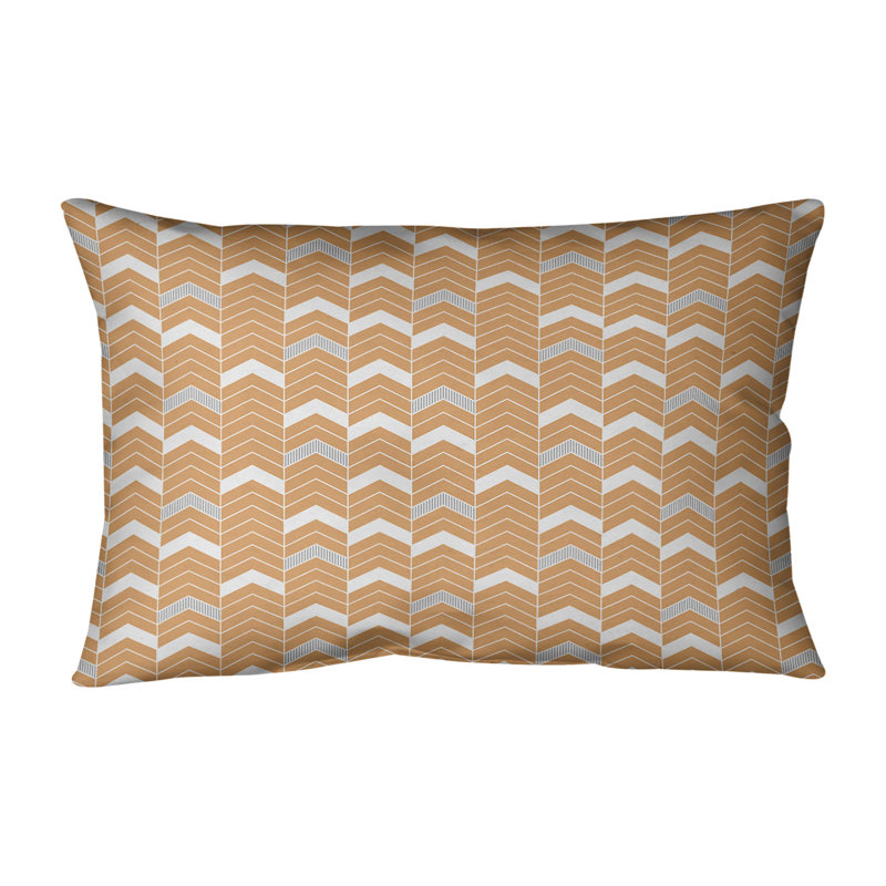 Coussin Rhonda, H 14 po x l 20 po, Duvet / Plumes, Orange et gris