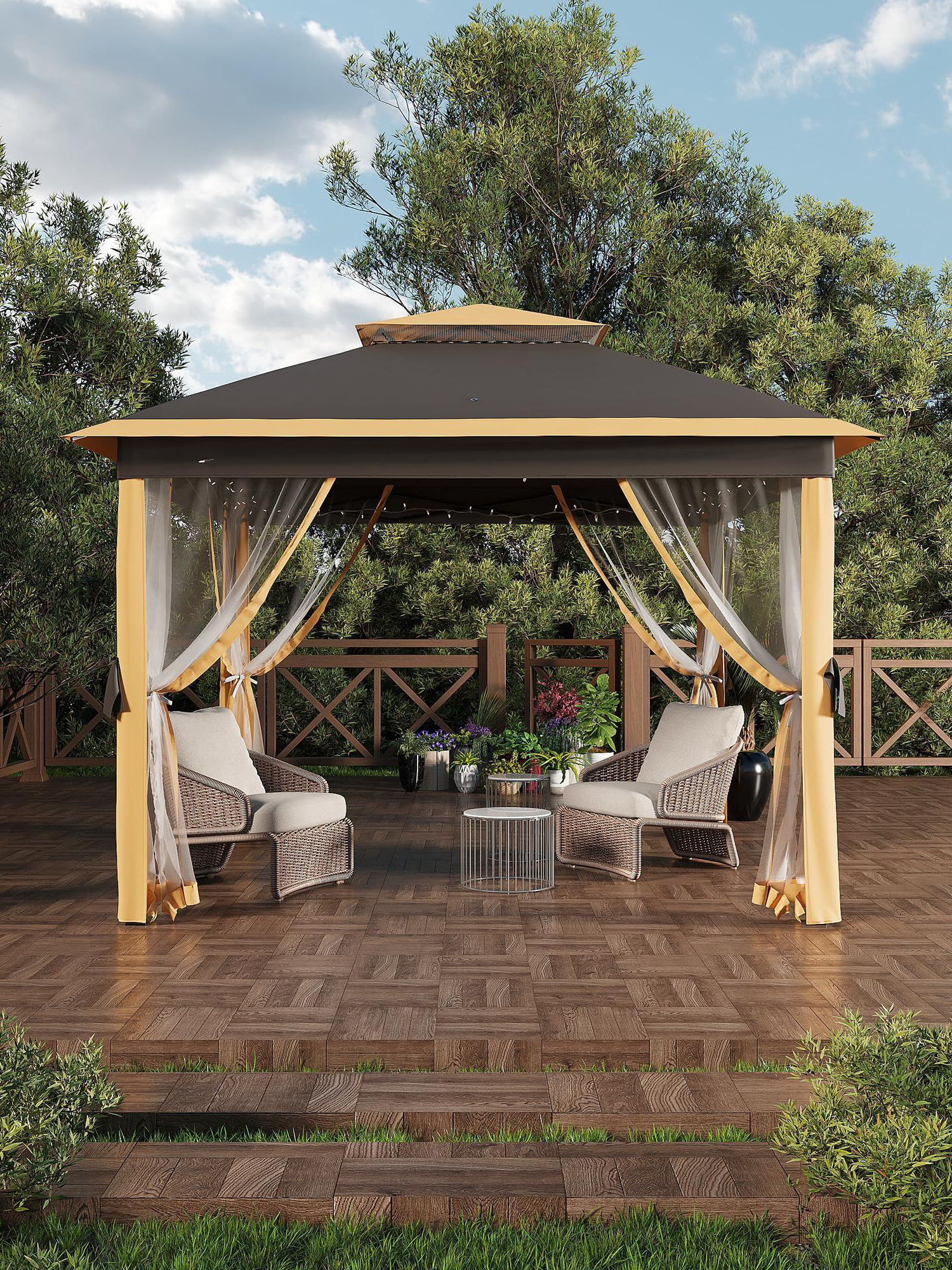 Zstar Pop-Up Gazebo, Enhanced Frame And Mosquito Netting Rectangular ...