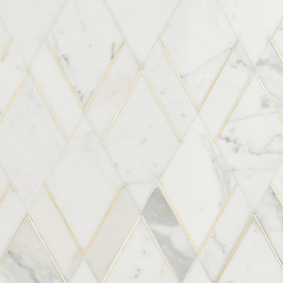 Enver Calacatta Polished And Brass Mosaic