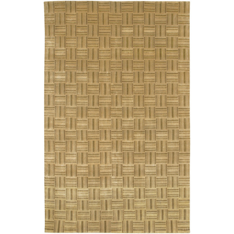 Aadi Geometric Wool Tan Area Rug, Rectangle 5' x 7'6"