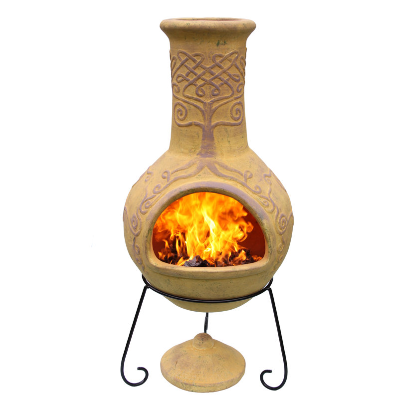 Derwyn Column Clay Smokeless Chimnea, Yellow