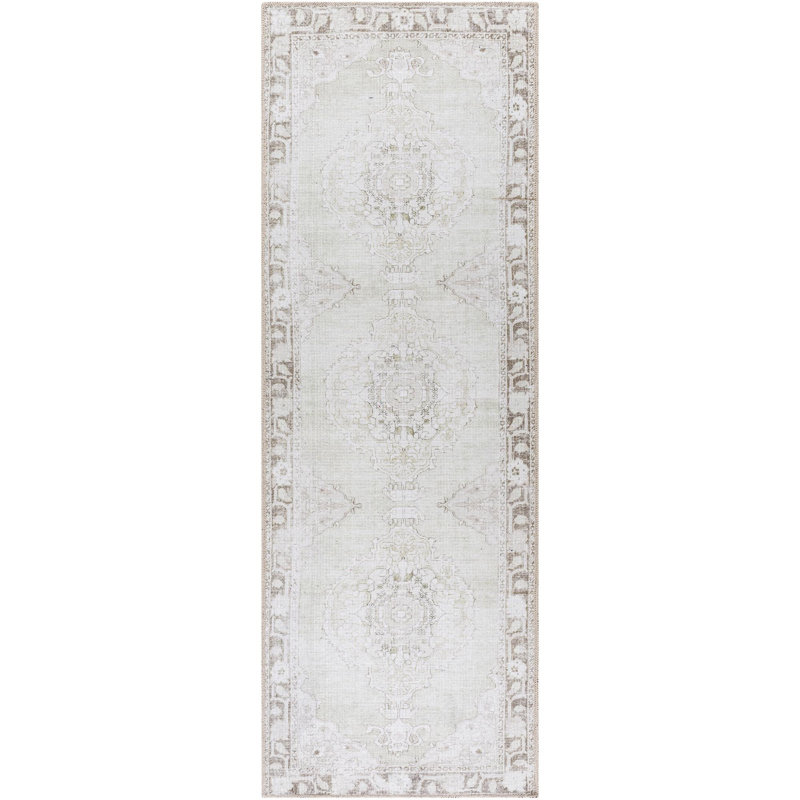 Our PNW Home x Livabliss Machine Washable Oriental Boho Cream Light Brown Area Rug, Runner 2'7" x 12'