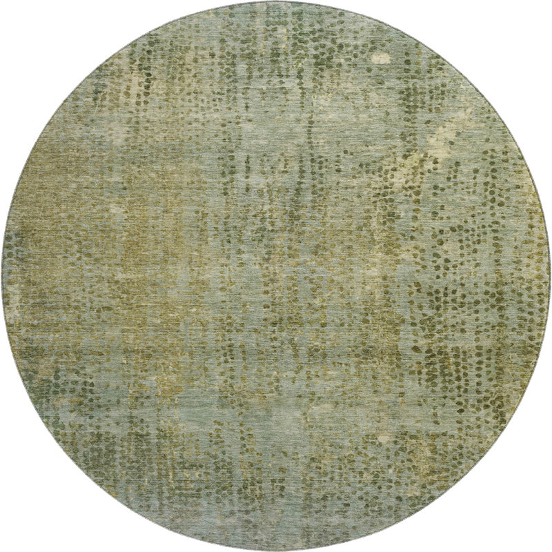 Premium Machine Washable Mayfield Abstract Rug, Green, 8' Round