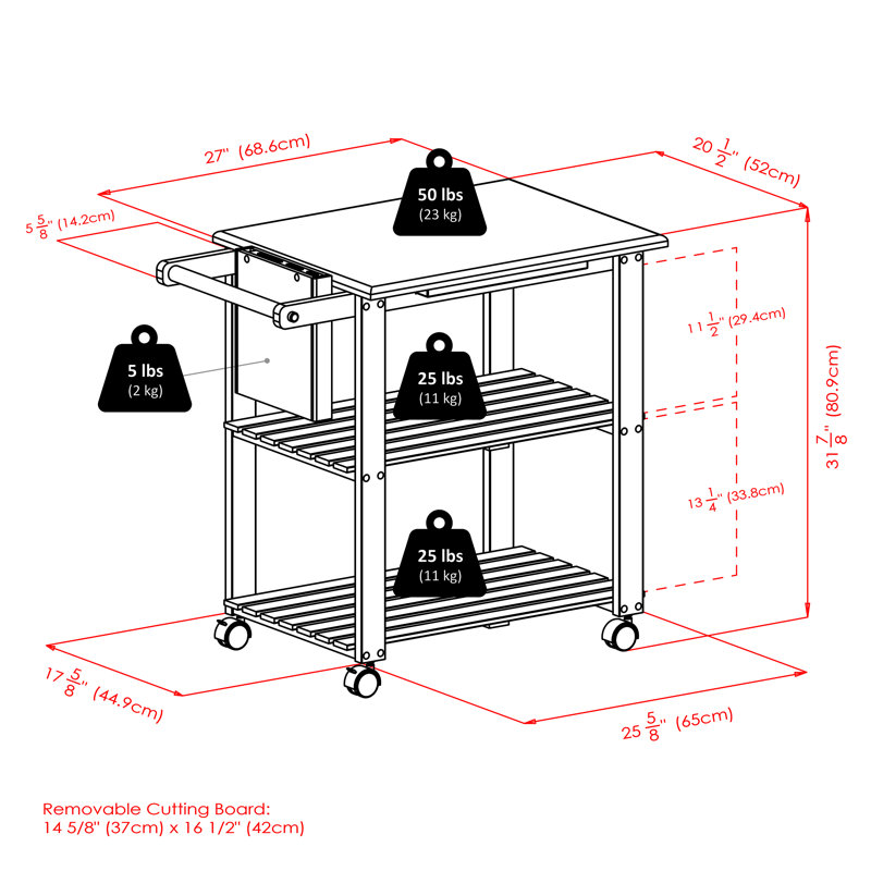 Baca Solid Wood Kitchen Cart
